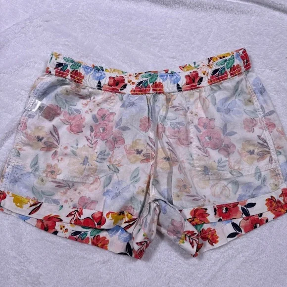 St. John's Bay Floral Linen Women's Shorts - Size Extra Large Tall XL - Picture 9 of 12